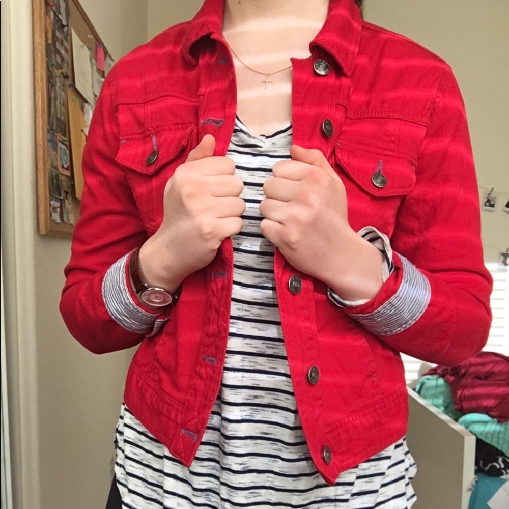 Red Jean Jacket - Picture 2 of 8